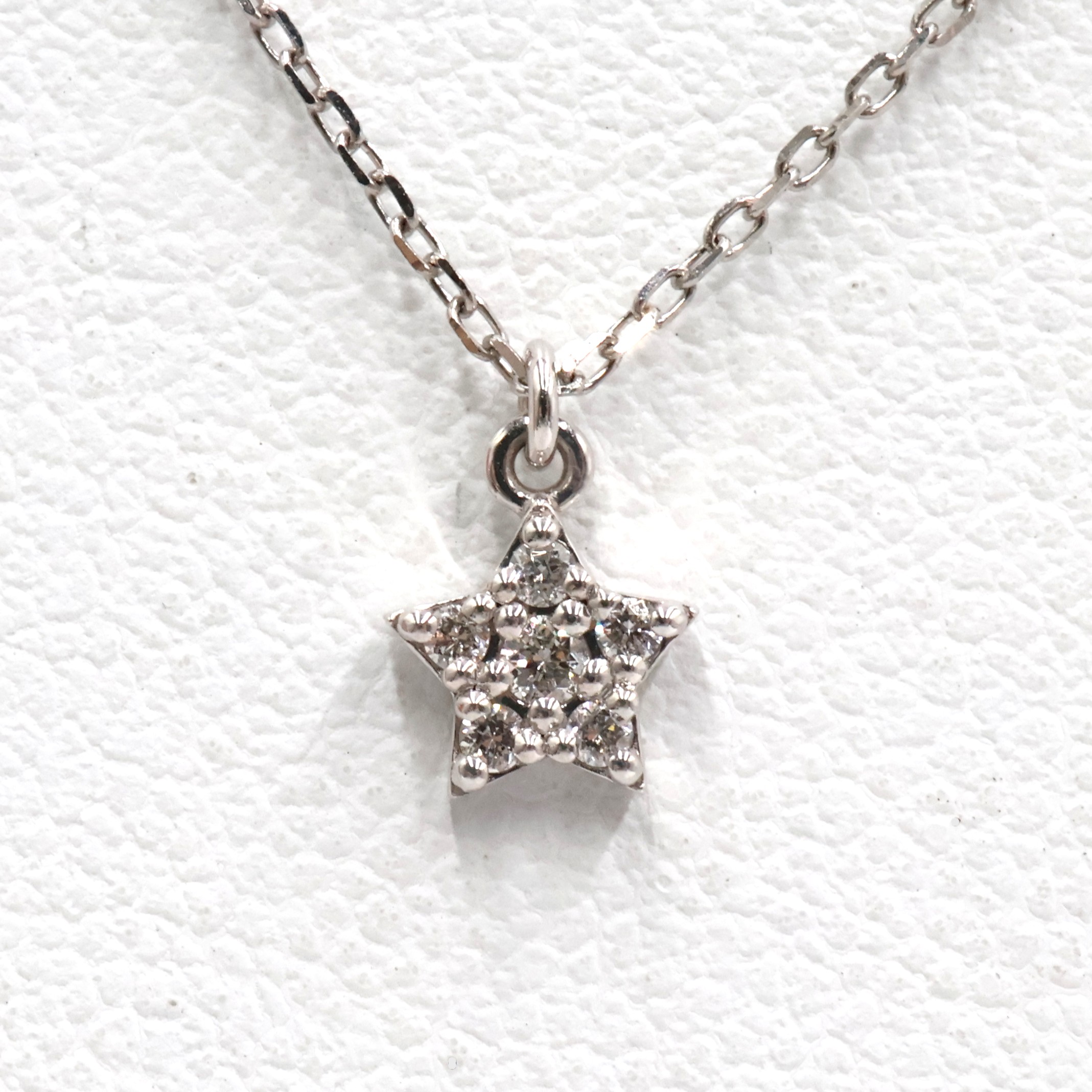【ソーティング】K18WG ダイヤモンド付スターネックレス D0.039ct 約1.1g/約40cm white gold/ホワイトゴールド レディース 女性 ギフト プレゼント ノーブランドジュエリー【中古】s 土浦｜質屋かんてい局つくば　店
