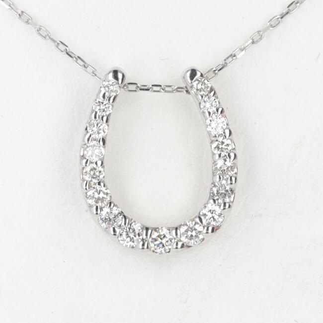PT900/850 ダイヤモンドネックレス D0.20ct 約45cm/約2.4g 馬蹄/ホースシュー ダイア platinum/プラチナ 豪華 ギフト プレゼント 贈り物 お祝い【中古】h|質屋かんてい局つくば 店