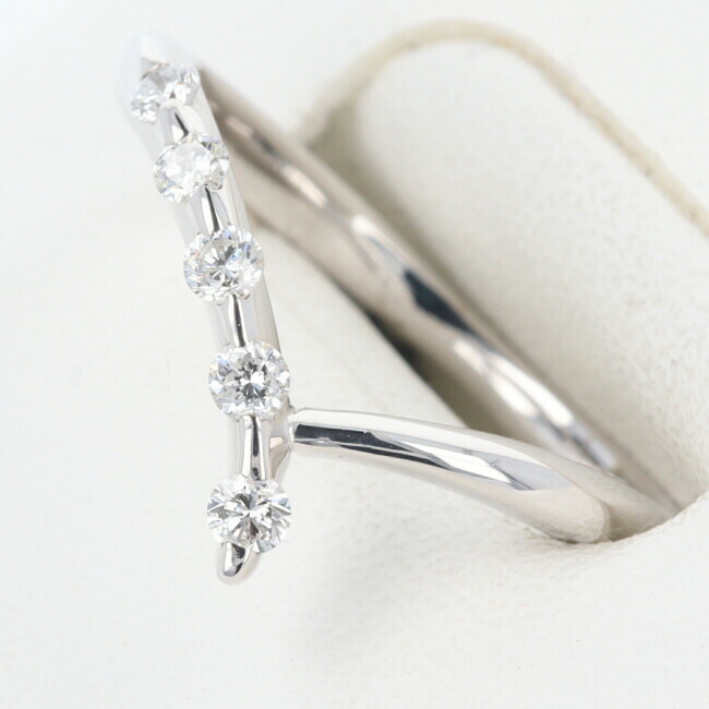 K18WG ダイヤモンドリング D0.20ct 15号/約2.9g ノーブランドジュエリー 貴金属 750 ホワイトゴールド ゴージャス 女性/レディース ギフト プレゼント 贈り物 お祝い【中古】h