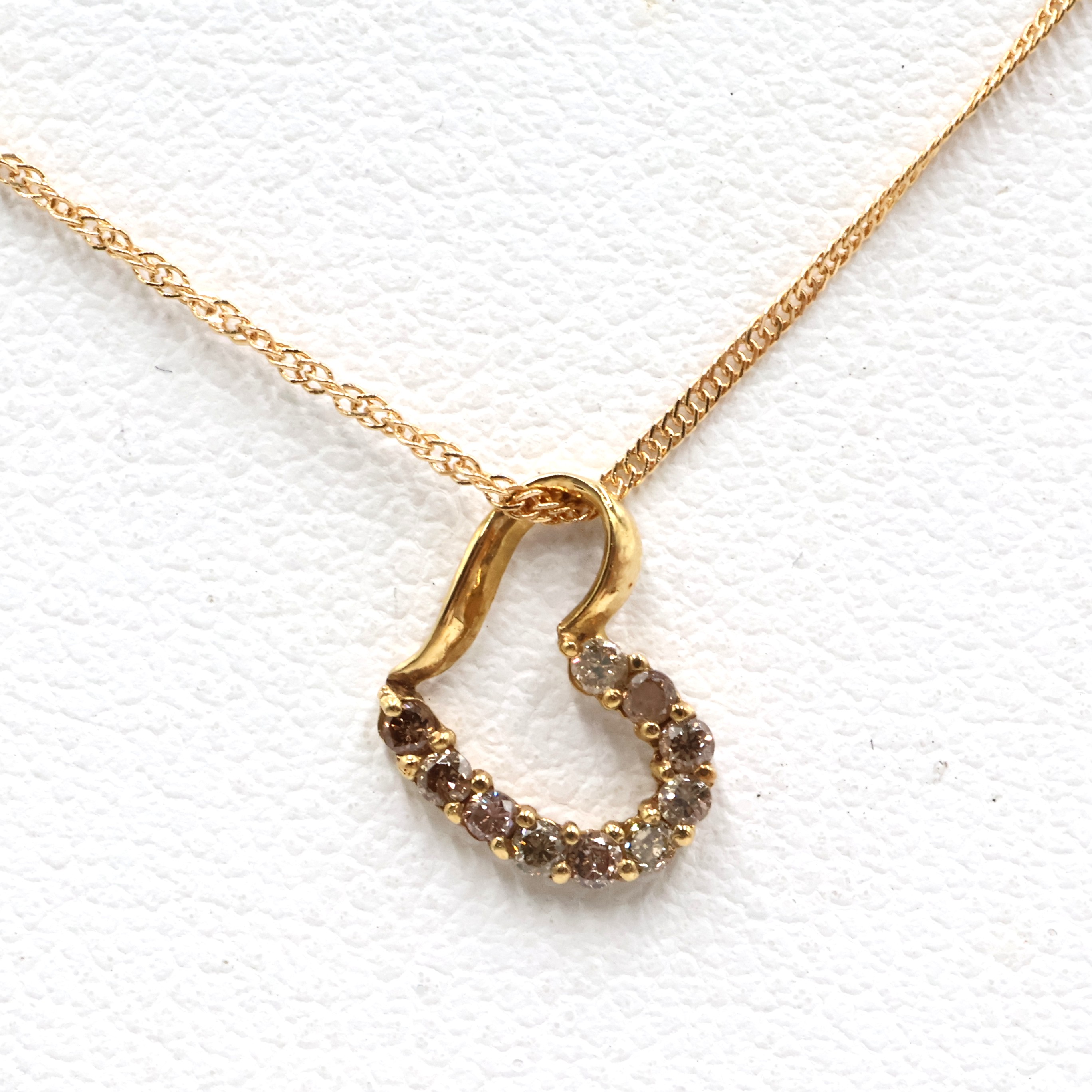 【ソーティング】K18 ダイヤモンド付ハートネックレス D0.10ct 約1.1g/約42cm gold/ゴールド レディース 女性 ギフト プレゼント ノーブランドジュエリー【中古】s 土浦 22,500円