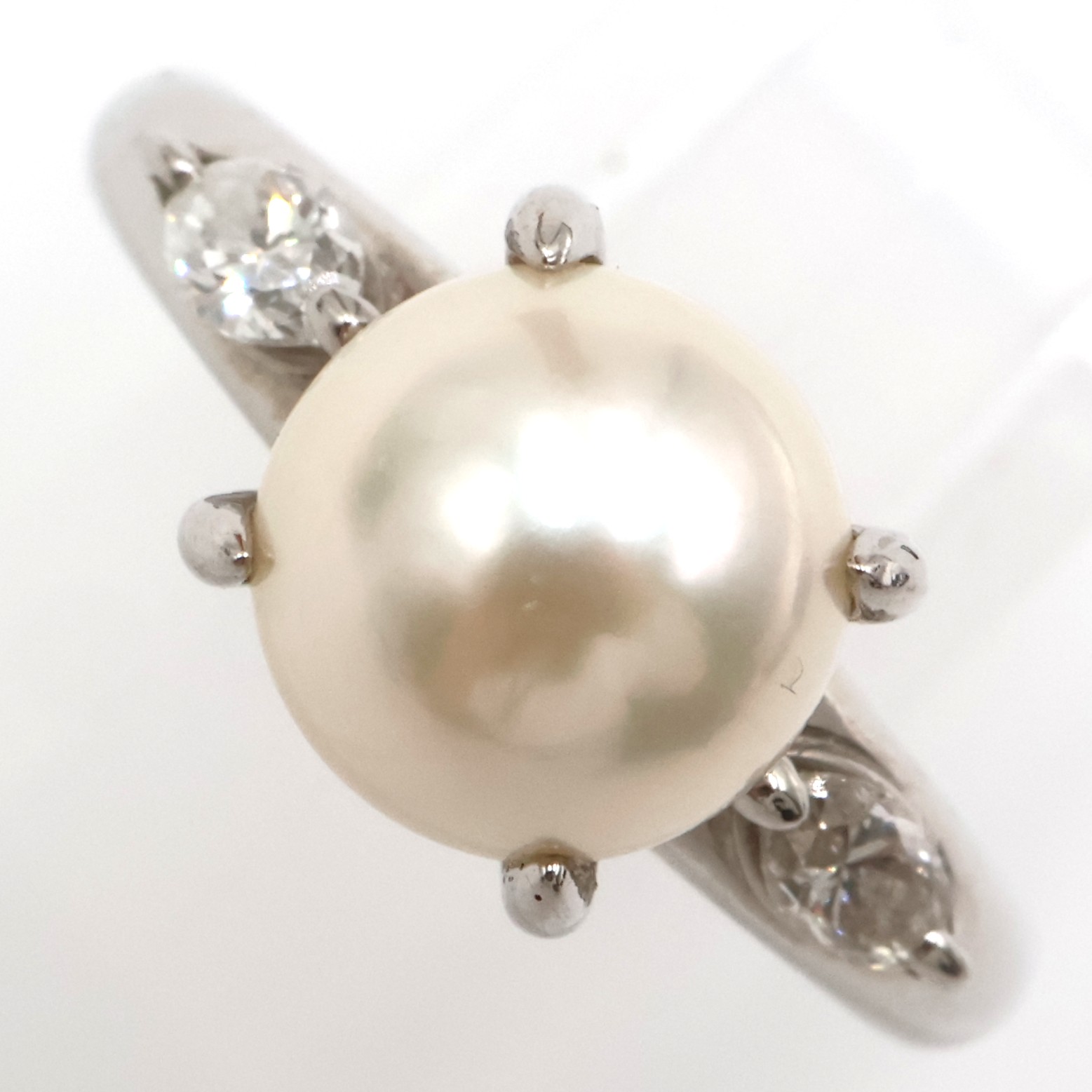 【ソーティング】Pt850 パール・ダイヤモンド付リング P8.2mm/D0.21ct 4.7g/約13号 platinum/プラチナ レディース/女性 ギフト プレゼント ノーブランドジュエリー【中古】s土浦|質屋かんてい局つくば 店