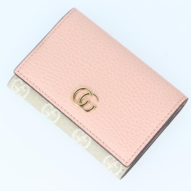 グッチ【GUCCI】739525 ダブルG バイカラー カードケース カード入れ 名刺入れ ピンク グレージュ レディース/女性 ギフト プレゼント お祝い 【中古】h