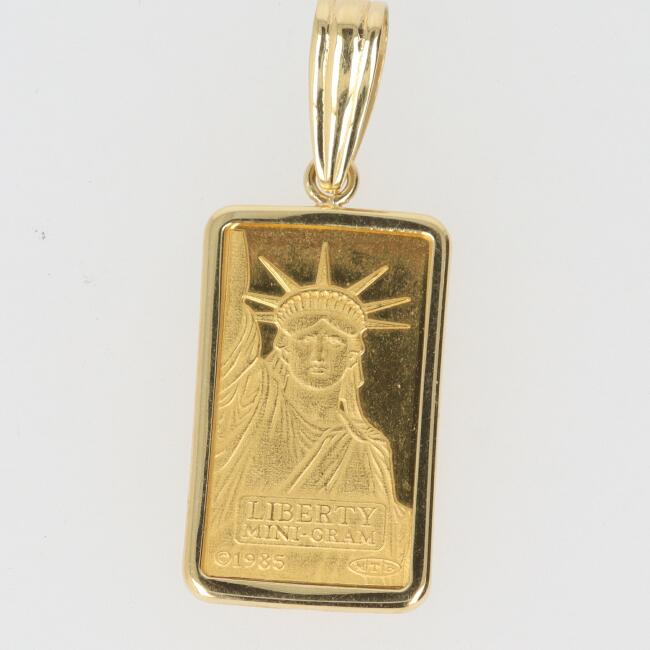 K24/K18YG リバティ インゴット付シャンデリヤとっ始め 総掛け目約1.3g インゴット1.0g FINE GOLD SUISSE スイス連邦 首飾りとっ始め 黄色ゴールド 999.9 メンズ/成人男性 レディース/亭主もち 差し上げ物 差し上げ物 差し上げ物 祝賀会【中古】h