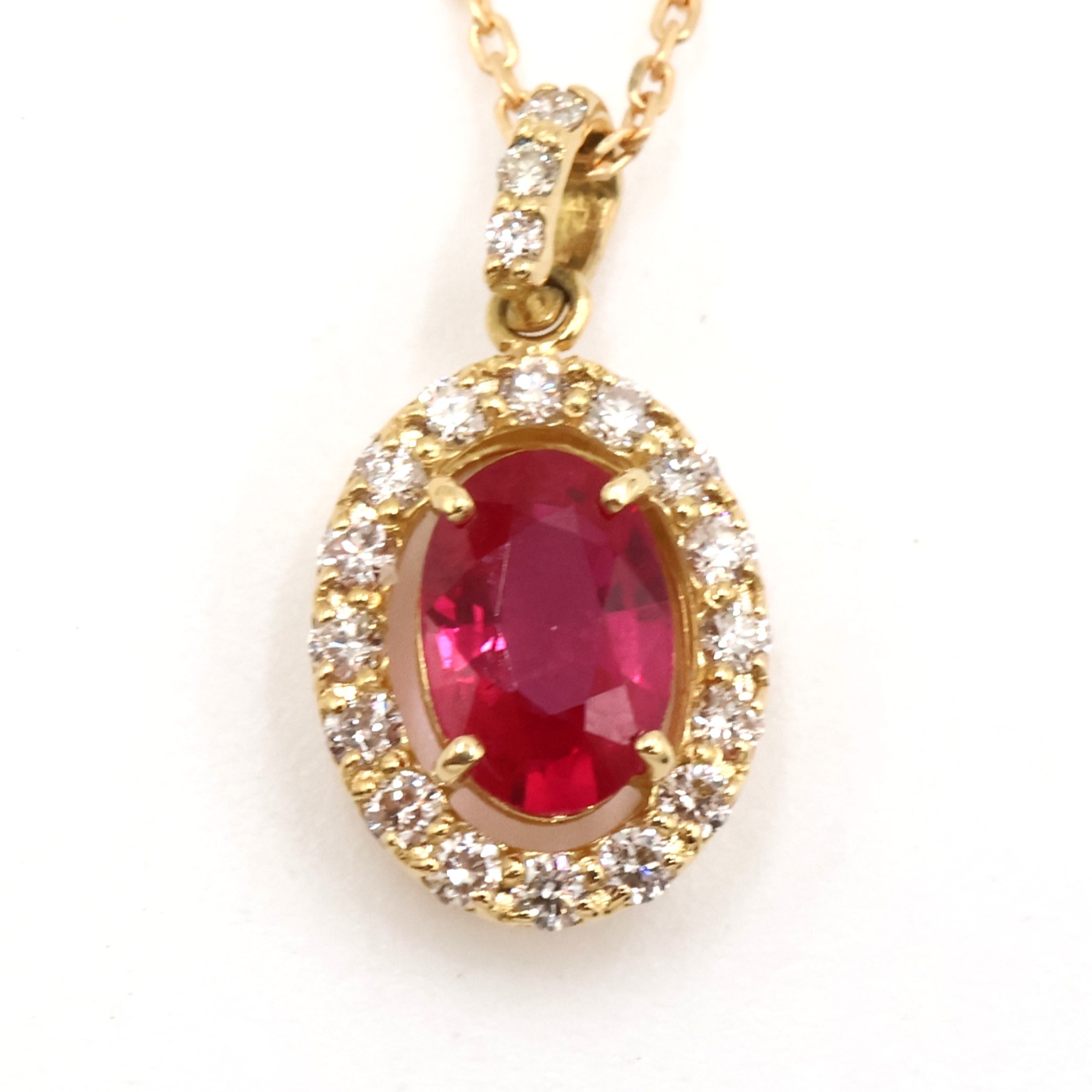 【ソーティング】K18 ルビー・ダイヤモンド付ネックレス R0.50ct/D0.13ct 約1.9g/約45cm gold/ゴールド レディース 女性 ギフト プレゼント ノーブランドジュエリー【中古】s 土浦｜質屋かんてい局つくば　店