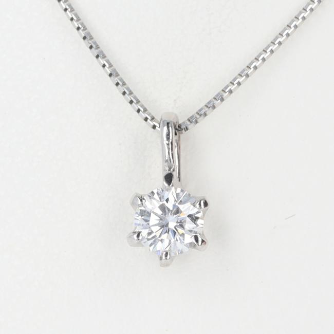 PT900/850 一粒 ダイヤモンド ネックレス D0.233ct 約45cm/約2.1g レディース/女性 ノ－ブランドジュエリー【中古】h土浦
