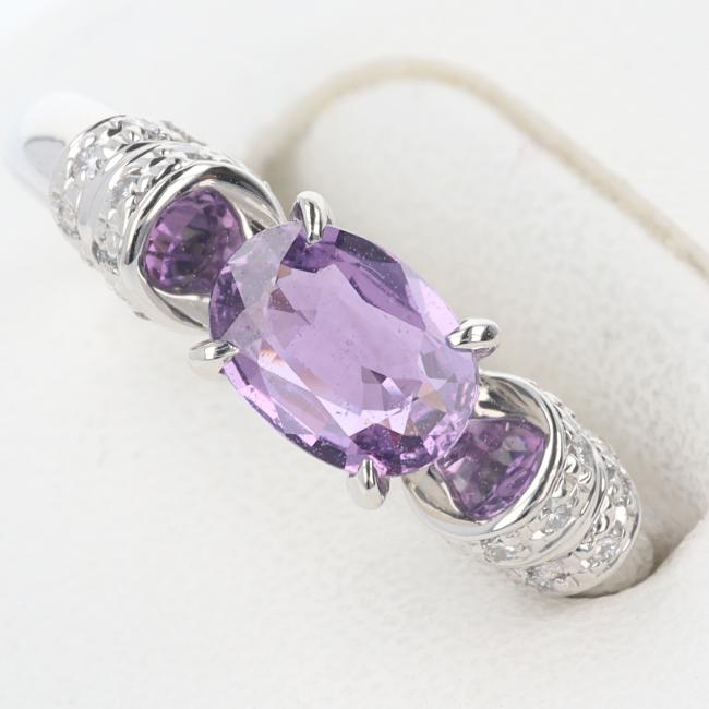 PT900 バイオレットサファイア・ダイヤモンド付リング S0.86ct/D0.10ct 約5.8g/約12号 platinum/プラチナ 指輪 レディース/女性 ギフト プレゼント 贈り物 記念日【中古】h｜質屋かんてい局つくば　店