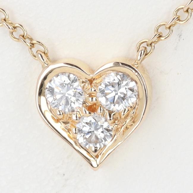 ティファニー【Tiffany＆Co.】K18YG/750 ダイヤモンド付センチメンタル3Pハートネックレス 約2.3g/約40cm ダイヤ jewelry イエローゴールド レディース ブランド アクセサリー ギフト プレゼント 贈り物 お祝い ブランドジュエリー【中古】h