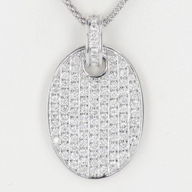 K18WG ダイヤモンドデザインネックレス D1.00ct 約45cm/約6.7g パヴェ ホワイトゴールド 豪華 ギフト プレゼント 贈り物 お祝い【中古】y
