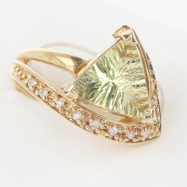 K18YG イエローベリル・ダイヤモンドリング YB1.98ct/D0.12ct レディース/女性 ギフト プレゼント【中古】h｜質屋かんてい局つくば　店