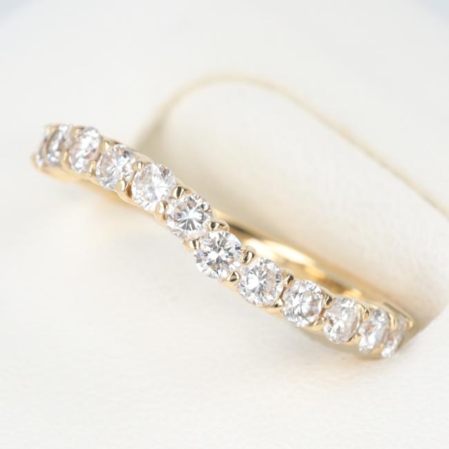 K18YG ハーフエタニティダイヤモンドリング　D0.542ct 約1.7g/約8.5号 カーブライン イエローゴールド Gold JEWELRY 貴金属 指輪 レディース/女性【中古】h