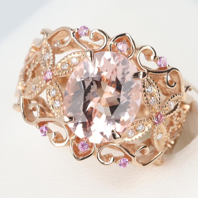 楽天市場】【鑑別書付】【0.17ct】K18PG モルガナイト ダイヤモンド