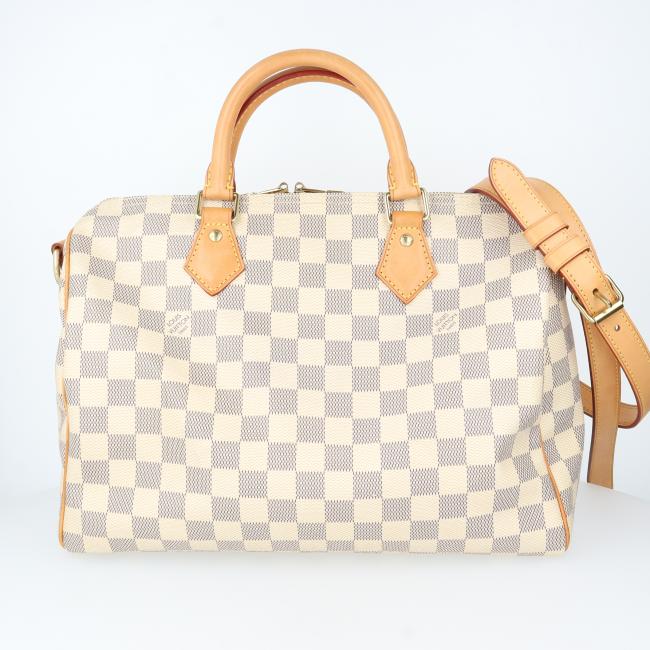ルイヴィトン【Louis Vuitton】N41533 スピーディ30 ダミエ・アズール レディース/女性 メンズ/男性 PVCレザー ホワイト ハンドバッグ ギフト プレゼント 贈り物 お祝い【中古】h
