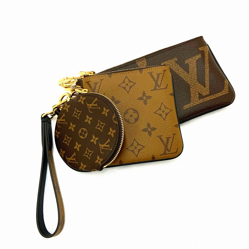 o  【LOUIS VUITTON】ポシェット・3重協奏曲 M68756 モノグラムジャイアントリバース 赤銅色 合切袋 コインケース 書き割り  レディース 亭主もち メンズ 成人男性 赤銅色 御洒落 【ルイヴィトン】【一六銀行かんてい局小山店】31012189318-22o-h