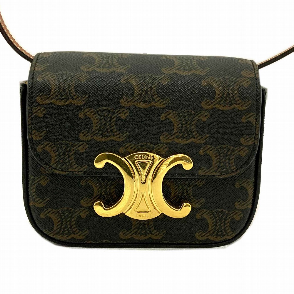 o  【CELINE】ミニクロード 10I512DQB.04LU ショルダーバッグ ブラウン トリンオフ ゴールド金具 女性 レディース お洒落【セリーヌ】【質屋かんてい局小山店】31004489316-18o-y