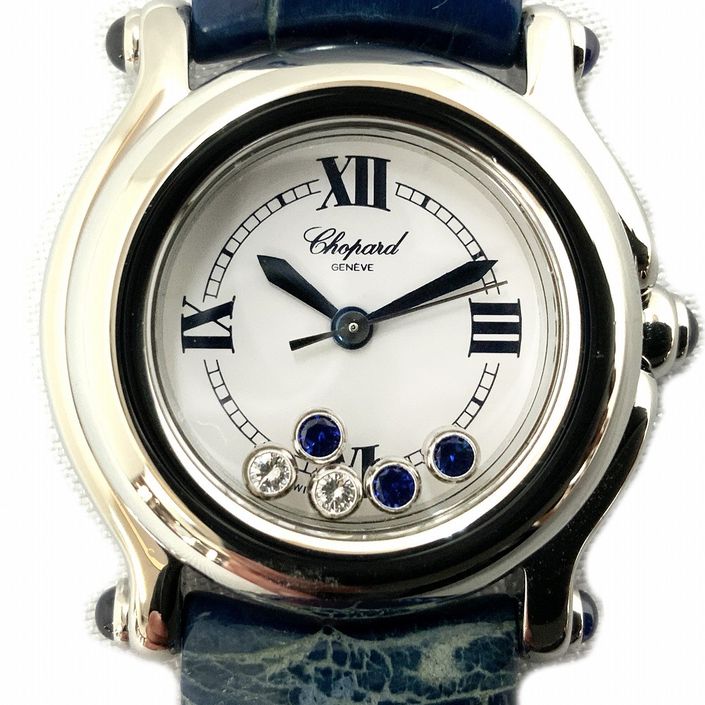 O【Chopard】27/8245-23 心うれしい運動競技 石英  ステンレス鋼スチール写真 金剛石 白文字記号盤 白いこと   レディース 成人女性 心地好い 革胴締め なめし革 ウオッチ 中古【ショパール】《かんてい局小山店》T25-1997o-h