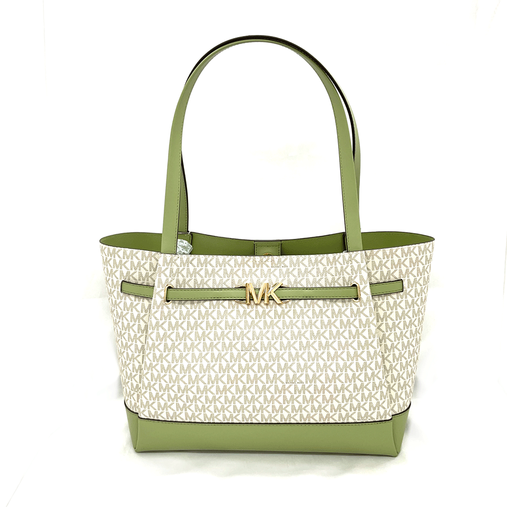 N【中古】【MICHAEL KORS】マイケルコース　トートバッグ　35S3G6RT3B　PVC&times;レザー　MK柄　グリーン&times;ホワイト&times;グレー　ゴールド金具　ロゴ　レディース　普段使い　ショッピング　お出掛けバッグ　ブランドバッグ　質屋かんてい局那須塩原店 3100603-43ｎ｜かんてい局栃木 店