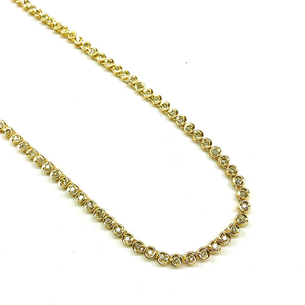 N 【K18】テニスネックレス　約40cm　D2.00ct　約14.9g　イエローゴールド 　ネックレス　アクセサリー　レディースネックレス　パーティネックレス　ダイヤモンドネックレス　フルダイヤ　質屋かんてい局那須塩原店 R2502878｜かんてい局栃木 店