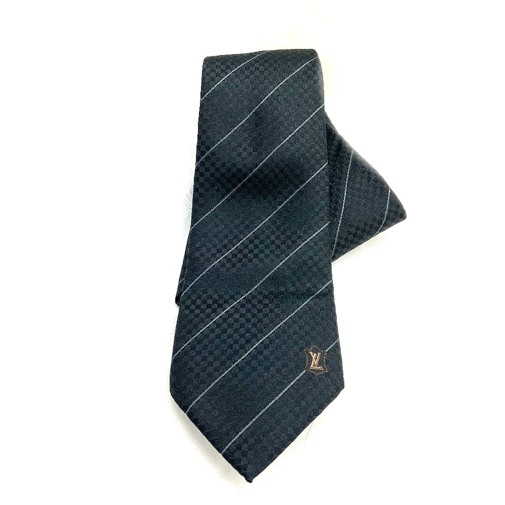LOUIS VUITTON ルイヴィトン ネクタイ ダークブラウン 焦茶 極美品】LOUIS VUITTON ルイヴィトン ネクタイ 茶色 ダミエ柄
