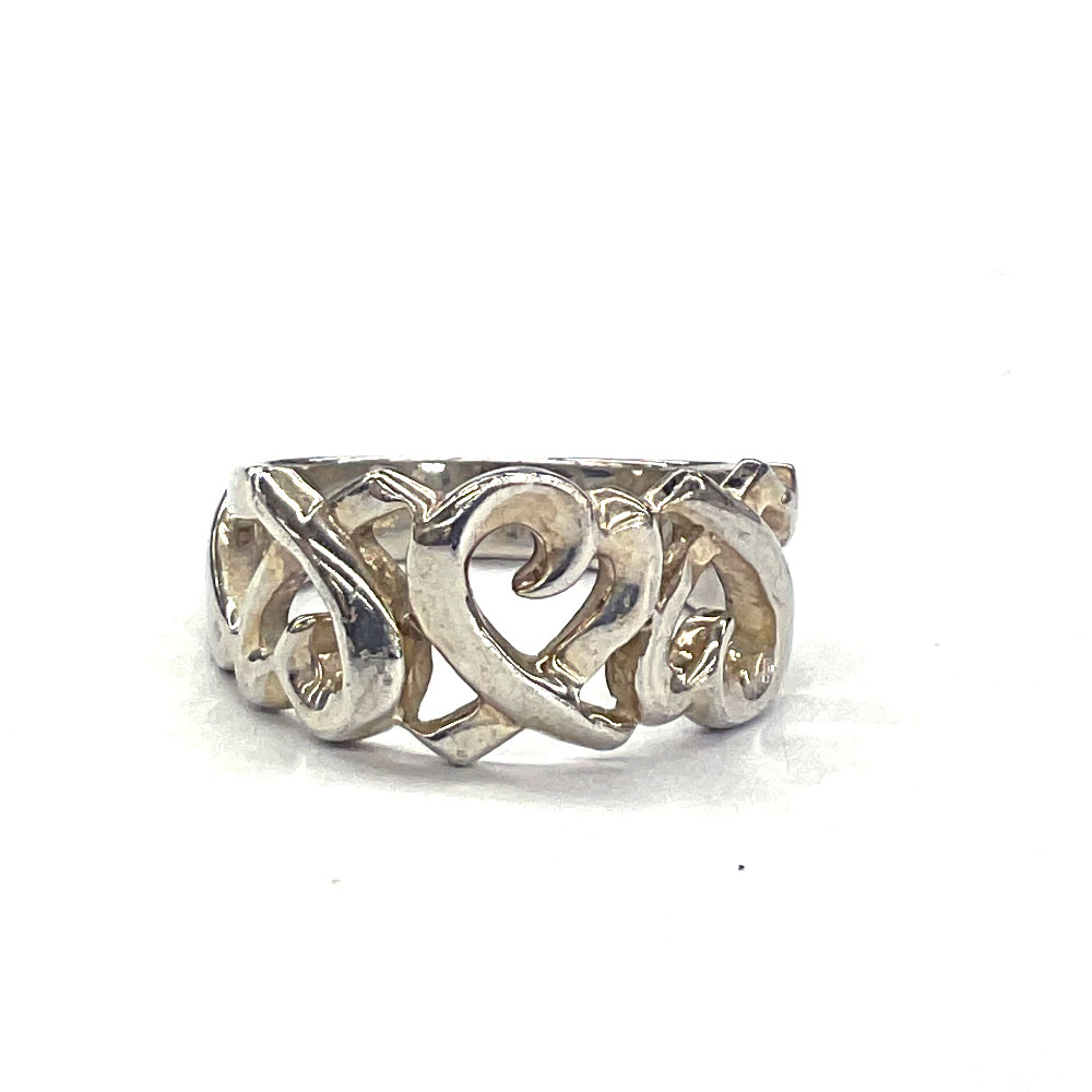 N【中古】【TIFFANY&Co.】ティファニー　SV925　トリプルラビングハートリング　約7号　総重量約3.6g　シルバーネックレス　レディースネックレス　ブランドアクセサリー　パロマピカソ　質屋かんてい局那須塩原店★R25003071