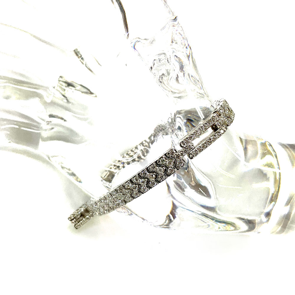 N 【K18WG】ダイヤブレスレット　約18cm　D3.00ct　約23.9g　ホワイトゴールド 　アクセサリー　レディースブレスレット　ダイヤモンド　フルダイヤ　上品　高級感　質屋かんてい局那須塩原店 R2503113