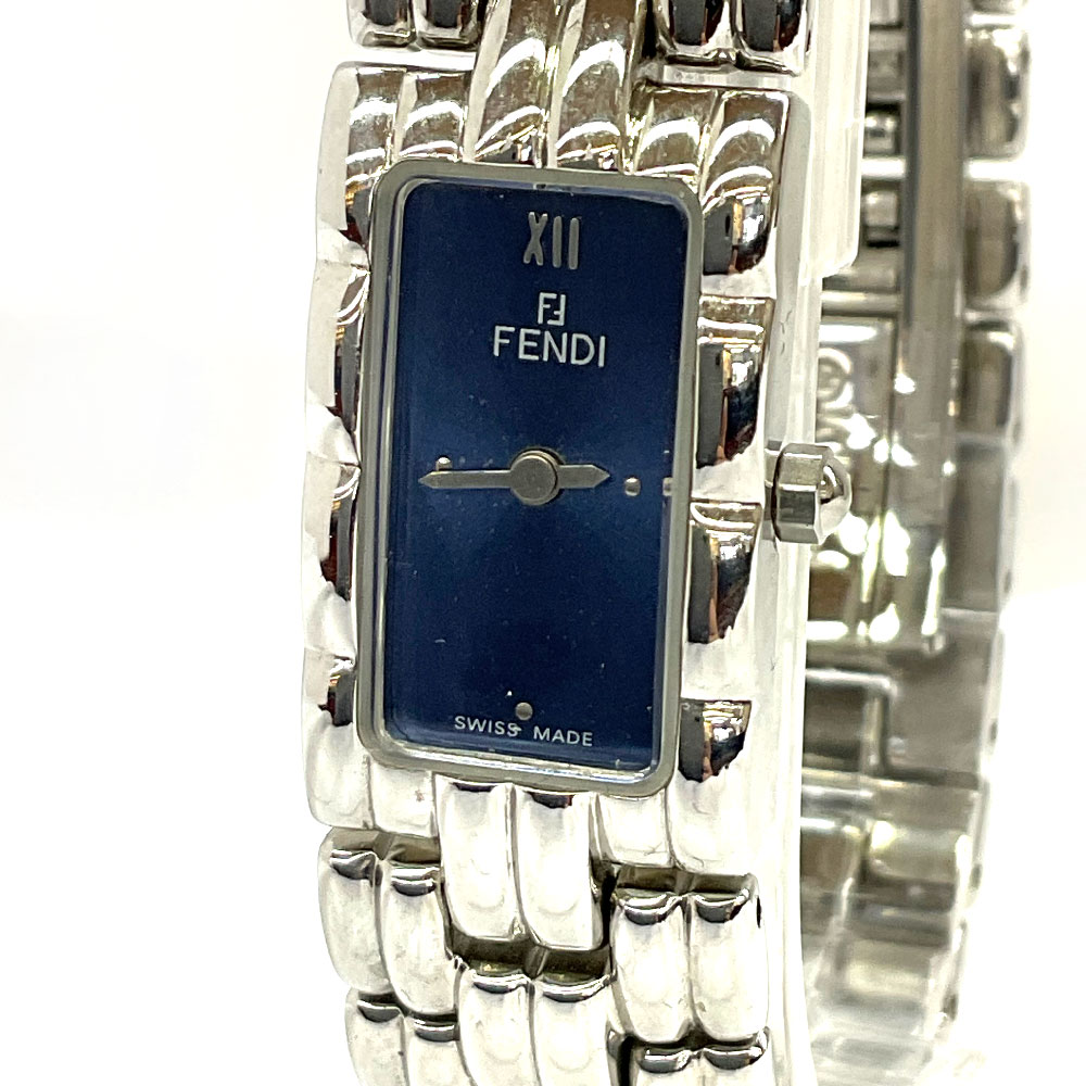 稼働 フェンディ 腕時計 クオーツ レディース 3250L バングル 黒文字盤 FENDI フェンディ 3250L バングルウォッチ QZ ブラック文字盤腕時計