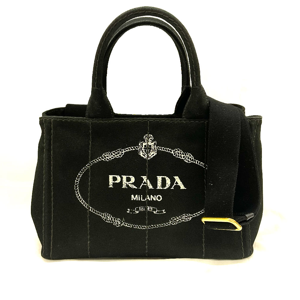 N【PRADA】プラダ ミニカナパトート 1BG439 黒いこと 帆布地 明けっ広げ開閉 ストラップ嘱する ハンドバック ショルダーバッグ 2WAY御徒面子 ブランド名御徒面子 レディース御徒面子 中古 USED品 一六銀行かんてい局那須塩原店★R2503753