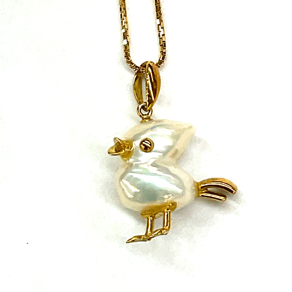 N【K18】ひよこ パールネックレス 750 18金 イエローゴールド 真珠 レディース ペンダント 鳥 宝石 ジュエリー 中古 USED品 質屋かんてい局那須塩原店★R2503911|かんてい局栃木 店