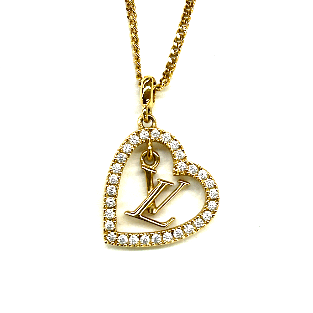 【中古品】ルイヴィトン ハート型ネックレス ルイヴィトン マイ LV ラブ ネックレス ラインストーン ハートモチーフ