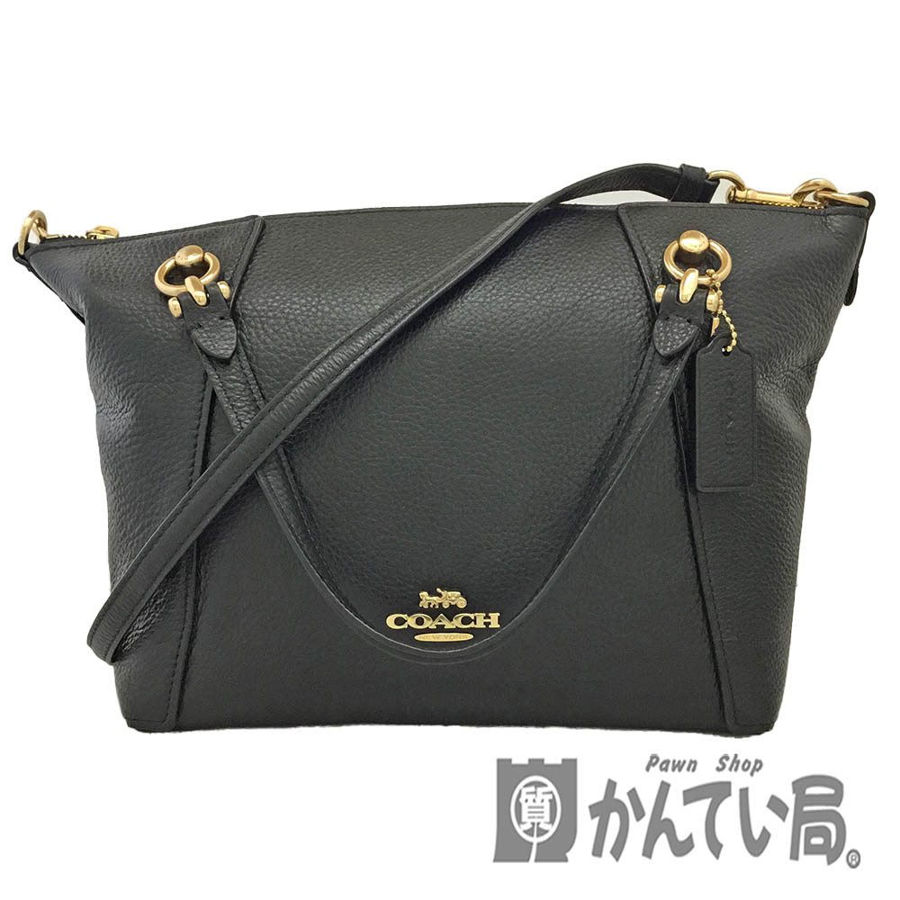 T【COACH】 2wayハンドバッグ　C6229　ショルダーバッグ　レディースバッグ　手持ちバッグ　ブラック　本革　女性　ゴールド金具　ロゴ入り　中古　美品　布袋付【コーチ】【大特価価格】【かんてい局宇都宮戸祭店】31008849317-40ts