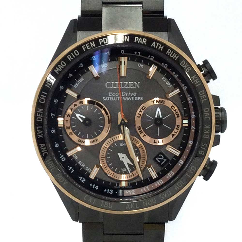 N【中古】【CITIZEN】シチズン アテッサ  GPS  ソーラー電磁波時辰儀 CC4016-67E 黒いこと×黒いこと入れもの/胴締め×黒いこと文字記号盤  百貨店チタニウム 腕回り約22糎  3か月引き受ける  一六銀行かんてい局那須塩原店 3100019-123ｎ