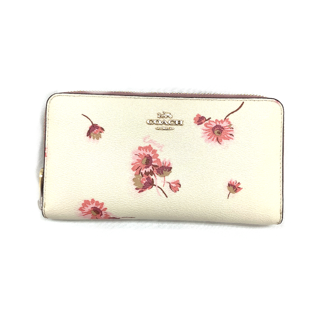 【美品】コーチ　ラウンドファスナー　長財布　小銭　コイン　レザー　花柄 COACH コーチ 財布 長財布 新品 新作 花柄 フローラルプリント