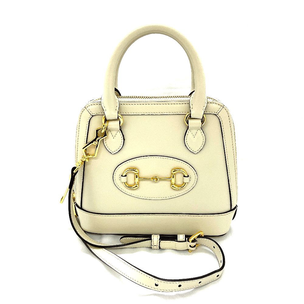 N【GUCCI】グッチ　ホースビット　2WAYハンドバッグ　640716　ブランドバッグ　ショルダーバッグ　斜め掛け　レディース　ホワイト　ゴールド金具　中古　USED品　質屋かんてい局那須塩原店★R2501627