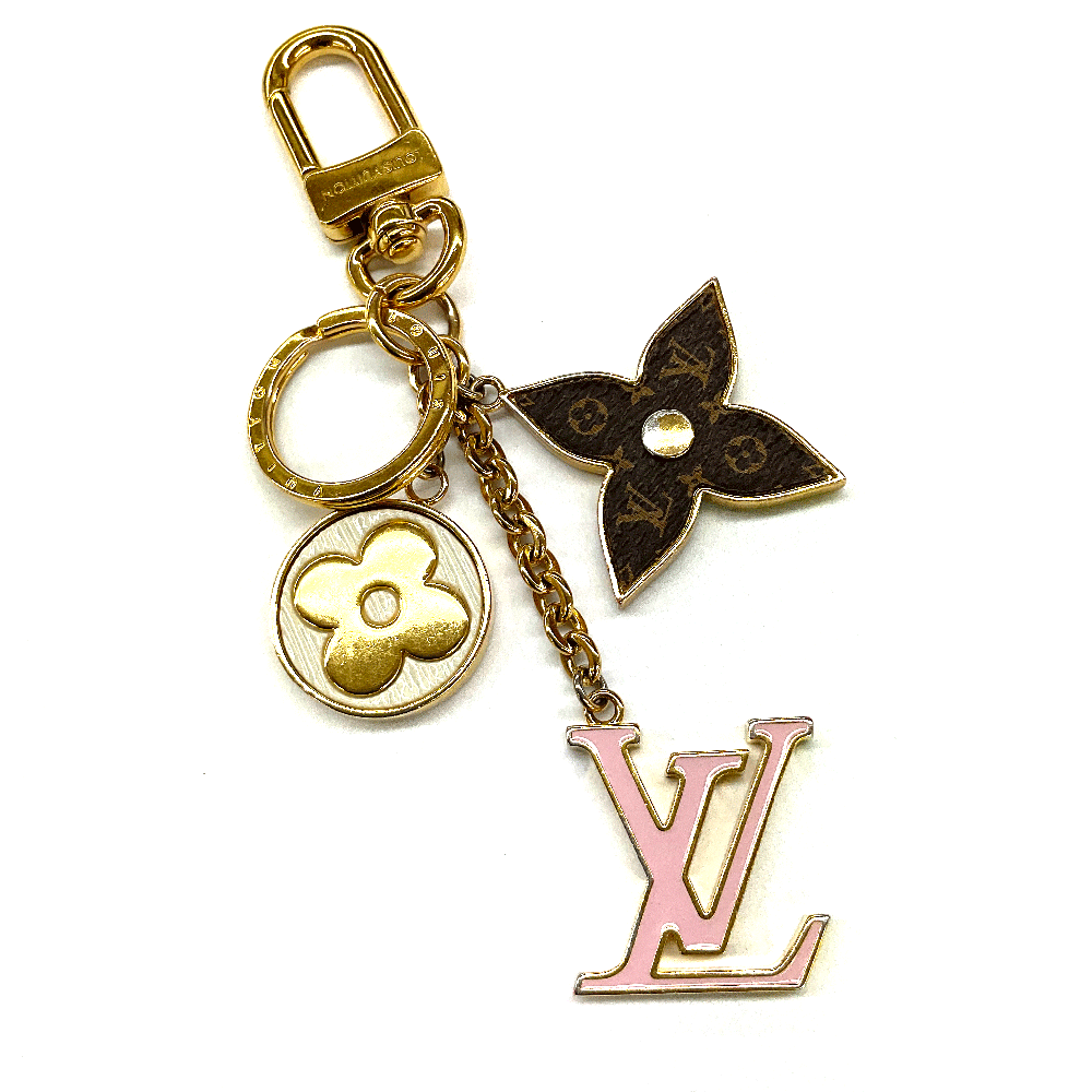 N【中古】【LOUIS VUITTON】ルイヴィトン　キーホルダースプリングストリート　MO1187　AK1214　ゴールドカラー×ブラウン×ホワイト×ピンク　　キーホルダー　キーリング　エピ×モノグラム　質屋かんてい局那須塩原店 ★R2501926