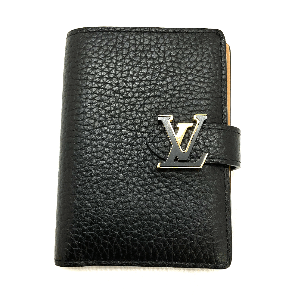 N【中古】【LOUIS VUITTON】ルイヴィトン　ヴェルティカルウオレットコンパクト　M81561　RFID　カプシーヌ　トリヨンレザー　ノワール×ベージュ　ブランド財布 　お財布　レディース財布　質屋かんてい局那須塩原店★R2502103