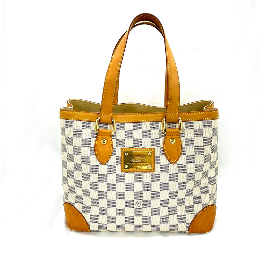 N【中古】【LOUIS VUITTON】ルイヴィトン　ハムステッドPM　N51207　GA1112　ダミエ　アズール　ホワイト系　トートバッグ　レディース　お出掛け　ブランドバッグ　質屋かんてい局那須塩原店★3100314-0108n