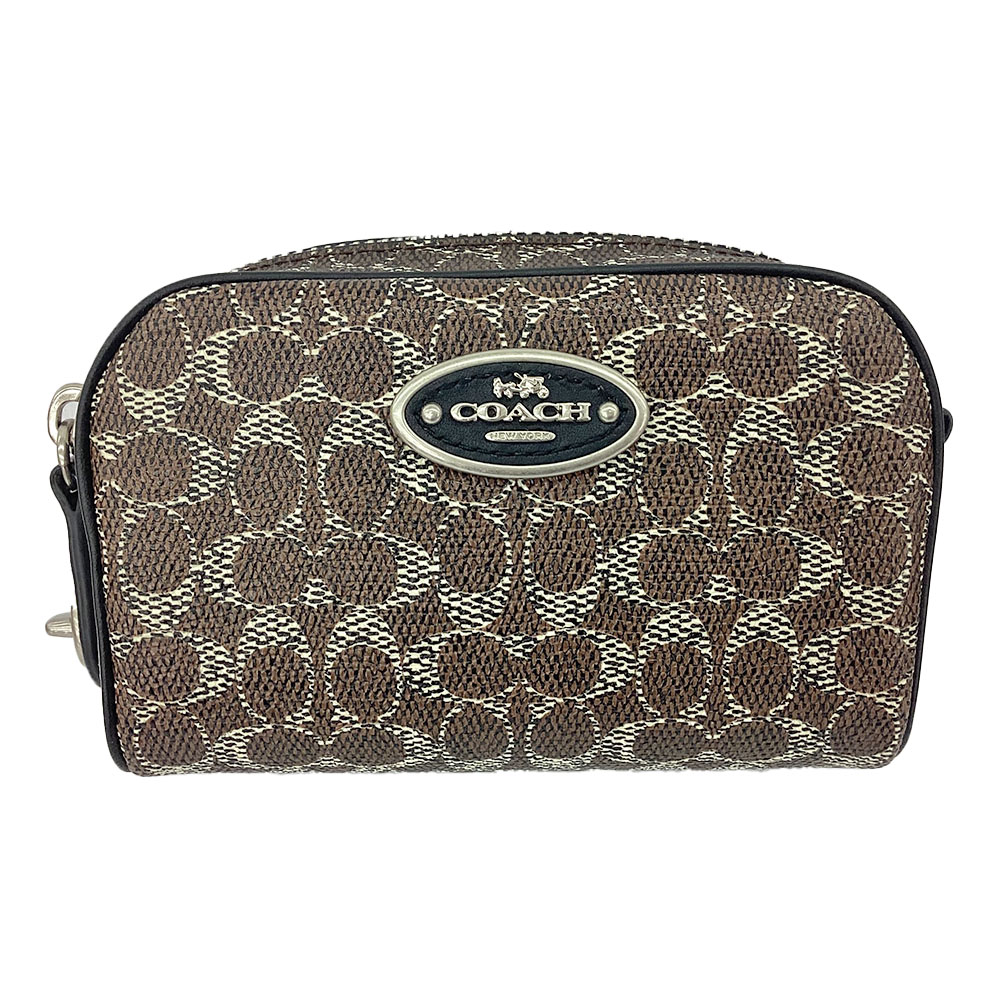 K　COACH　美品　コスメポーチ　52528　シグネチャー　ブラウン　ミニバッグ　雑貨　小物入れ　美品　レディース　女性　コーチ　質屋かんてい局鹿沼店　31012239310-7k