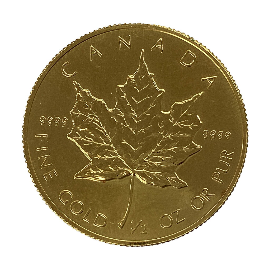 K　メープルリーフ金貨　K24　1/2OZ　約15.5ｇ　送料込　24金　ゴールド　貨幣　資産　財産　お金　コレクション　お買い得　特別価格　中古　質屋かんてい局　鹿沼店　31033659317-54k