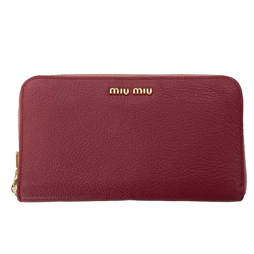 K　miu miu　ラウンドジップ　5M0506　長財布　レザー　ピンク　送料込　お買い得　特別価格　レディース　ブランド　ミュウミュウ　中古　質屋かんてい局　鹿沼店　P2501050k