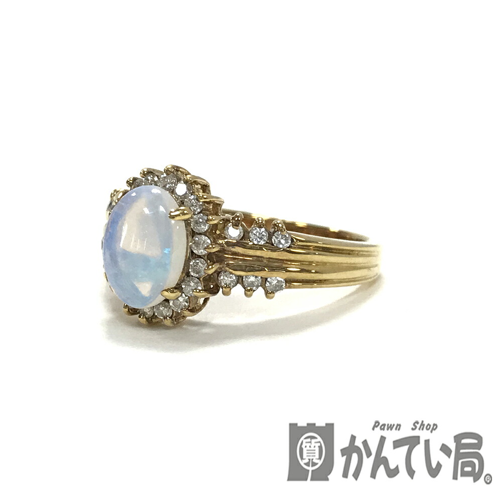 U【中古】【K18】オパールリング　OP0.50ct　D0.30ct　約14号　約5.4g　ソーティング済み　ゴールド　金【大特価価格】【かんてい局宇都宮店】31031599315-224u-b