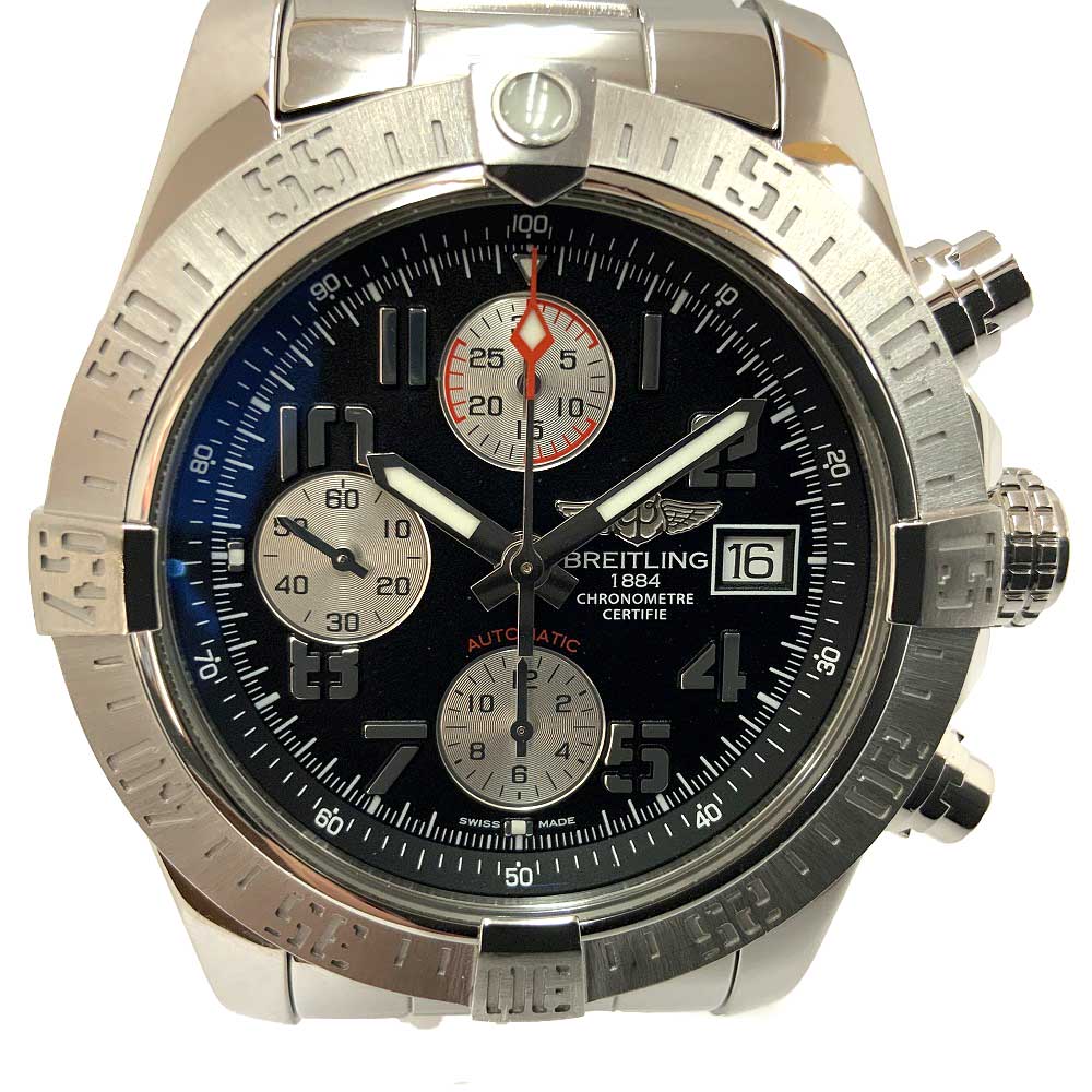 o【中古】【BREITLING】ブライトリング　アベンジャー2　A13381　 ネイビー文字盤　自動巻き　クロノグラフ メンズ 　腕時計　中古　【質屋かんてい局小山店】31000129316-16o-s 164,000円