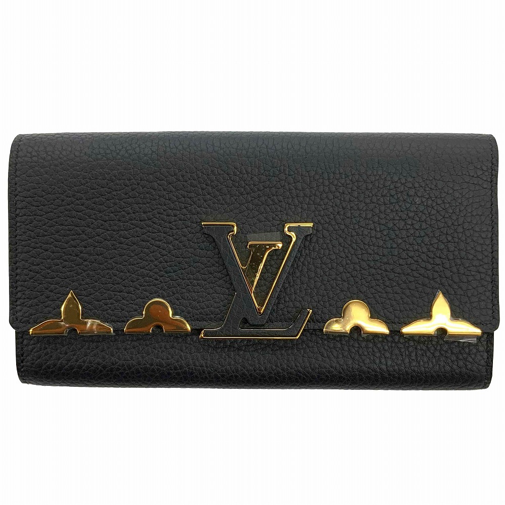 LOUIS VUITTON✨長財布　ポルトフェイユカプシーヌ　ブラック　シボ革 LOUIS VUITTON ルイヴィトン ポルトフォイユ カプシーヌ 長財布