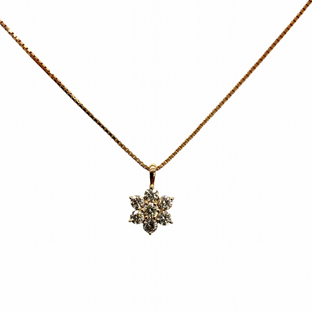O 【ファッションジュエリー】 ダイヤネックレス K18 ゴールド アクセサリー ダイヤモンド D0.36ct 約2.7g ネックレス 約45cm 女性 レディース【中古】【かんてい局小山店】T26-689o-s|かんてい局栃木 店