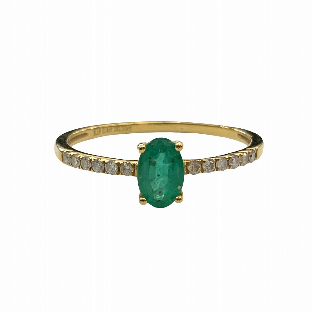 o【色石リング】 リング K18 金 ダイヤ 緑石 約1.2g 約13号 0.40ct D0.10ct 資産 メンズ 男性 レディース 女性 アクセサリー ジュエリー 《かんてい局小山店》T24-2736o-c|かんてい局栃木 店