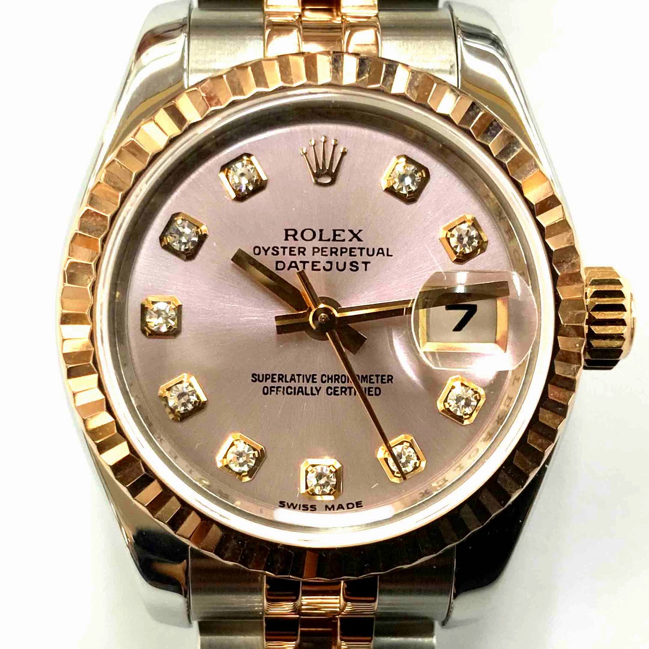 O【 ROLEX】 179171G デイトジャスト ステンレス 18金 PG ピンクゴールド ピンク文字盤 ダイヤ 自動巻き レディース 腕時計 M番 ゴージャス 定番【 ロレックス】【かんてい局小山店】31002109318-22o-s