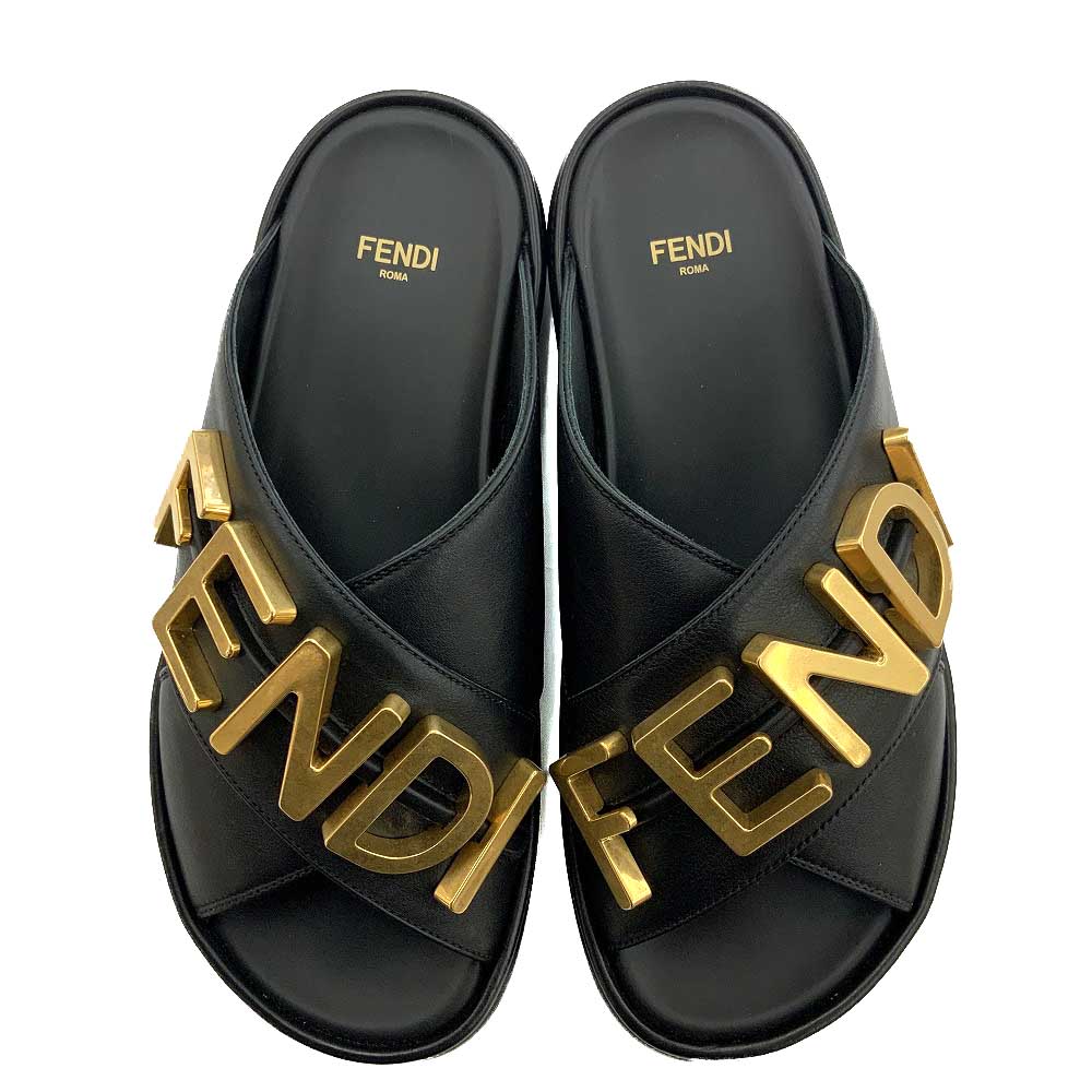 シルバーグレー サイズ フェンディ FENDI サンダル 黒 ゴールド | www