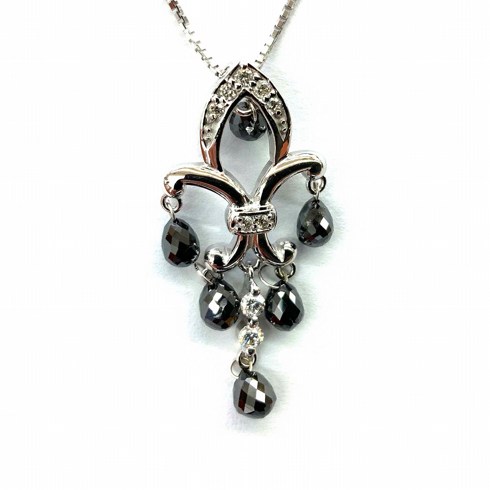 o 【K18】 ブラックダイヤネックレス　2.02ct　0.13ct　ホワイトゴールド　K18WG　 レディース　女性　アクセサリー 　総重量約4.7g 約45cm ジュエリー　お洒落　　ゴージャス　 《かんてい局小山店》31032029318-32o-h