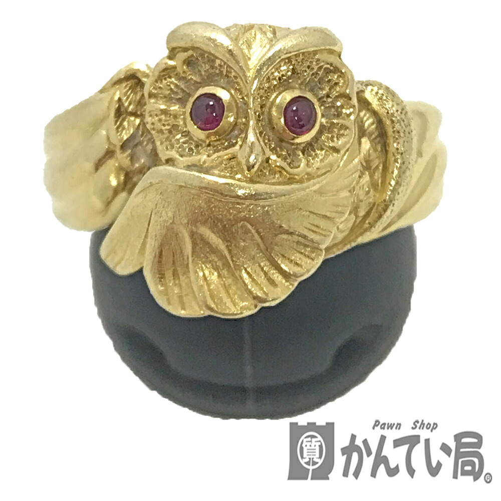 楽天市場】K18 フクロウモチーフリング 18金ゴールド 約10.5号