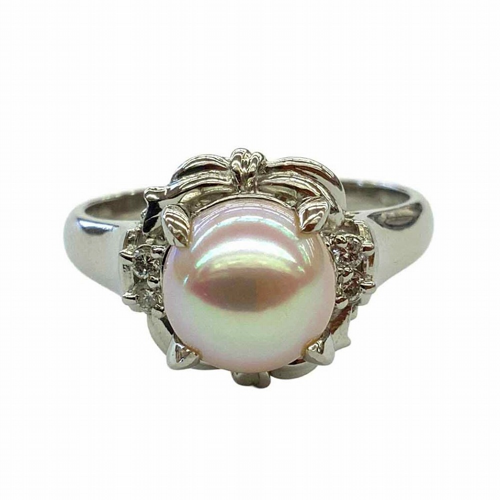 o【パールリング】Pt900 プラチナ リング パール ダイヤ ダイヤモンド 約7.5g 約15号 0.05ct レディース アクセサリー ジュエリー【質屋かんてい局小山店】T25-2315o-s|かんてい局栃木 店