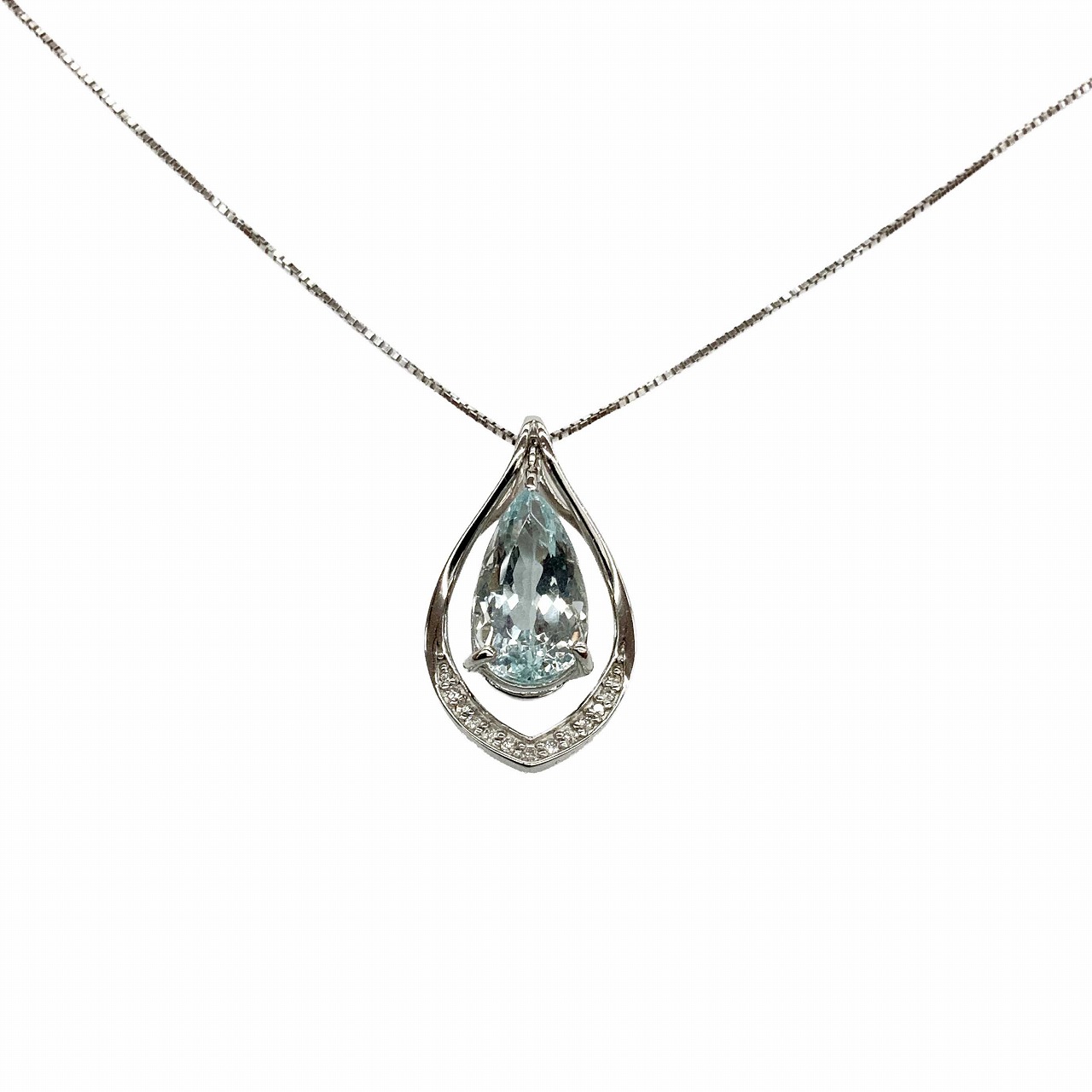 O【K18WG】色石ネックレス 3.99ct D0.08ct 約45cm 約6.0g 18金 ホワイトゴールド ブルー ダイヤモンド 水色 宝石 ジュエリー アクセサリー 中古 送料無料《かんてい局小山店》T25-2116o-m|かんてい局栃木 店