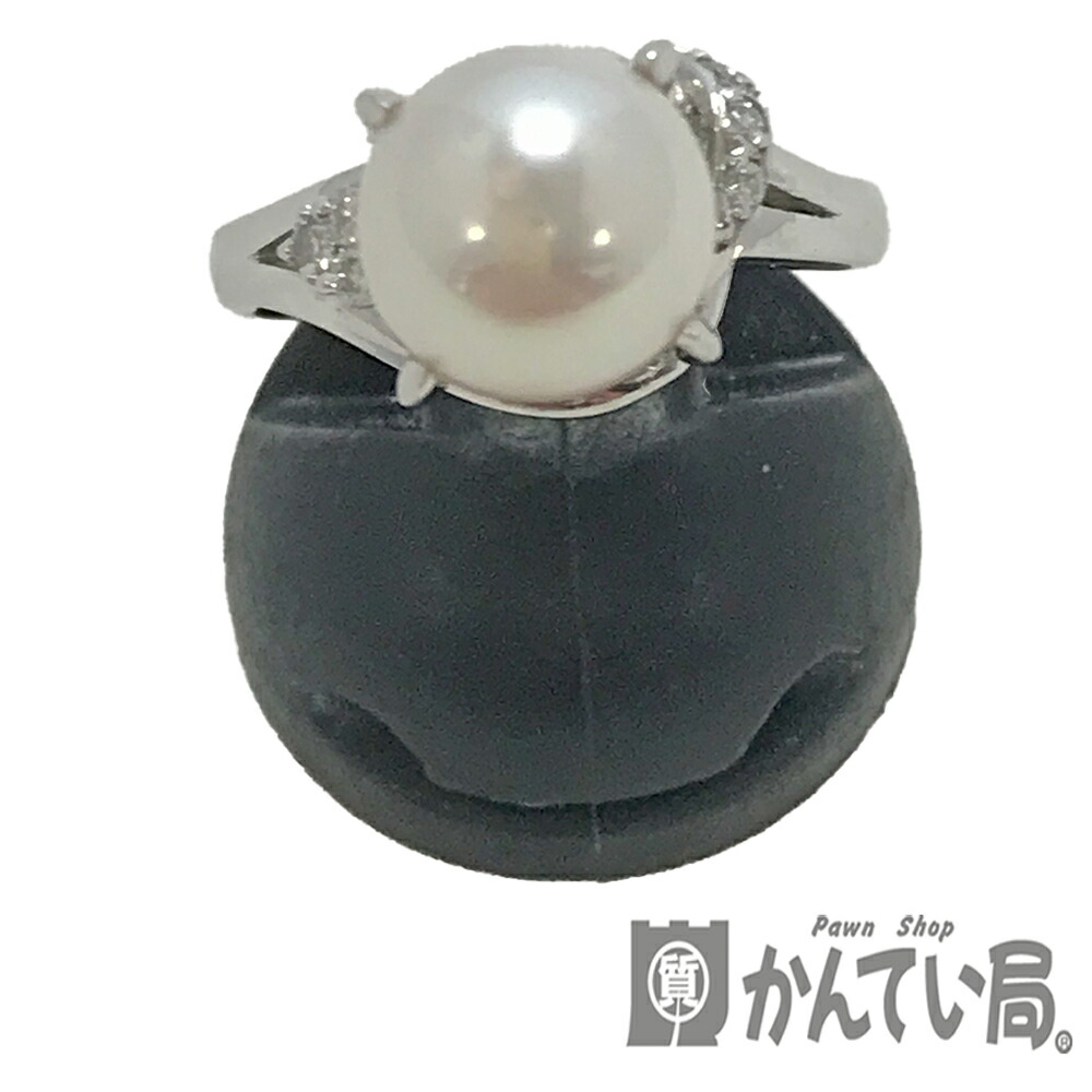 大粒アコヤ本真珠9,7mm ダイヤモンド付きリングSILVER925　12号美品 imgrc0079140704.jpg
